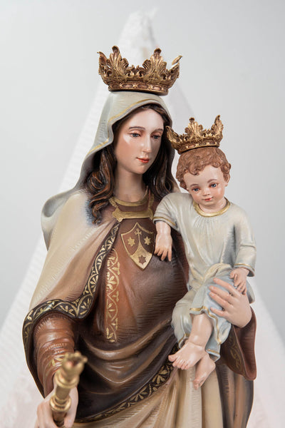 Hand-Painted Our Lady of Mount Carmel Statue with Child Jesus 23.6" –Crowned Virgin Mary Catholic Figurine, Catholic Gift & Home Altar Decor