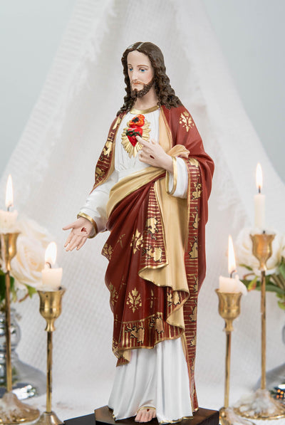 Hand-Painted Sacred Heart of Jesus Statue 11.8" - Jesus Figurine, Catholic Home Decor Gift, Catholic Statues, Jesus Christ Statue