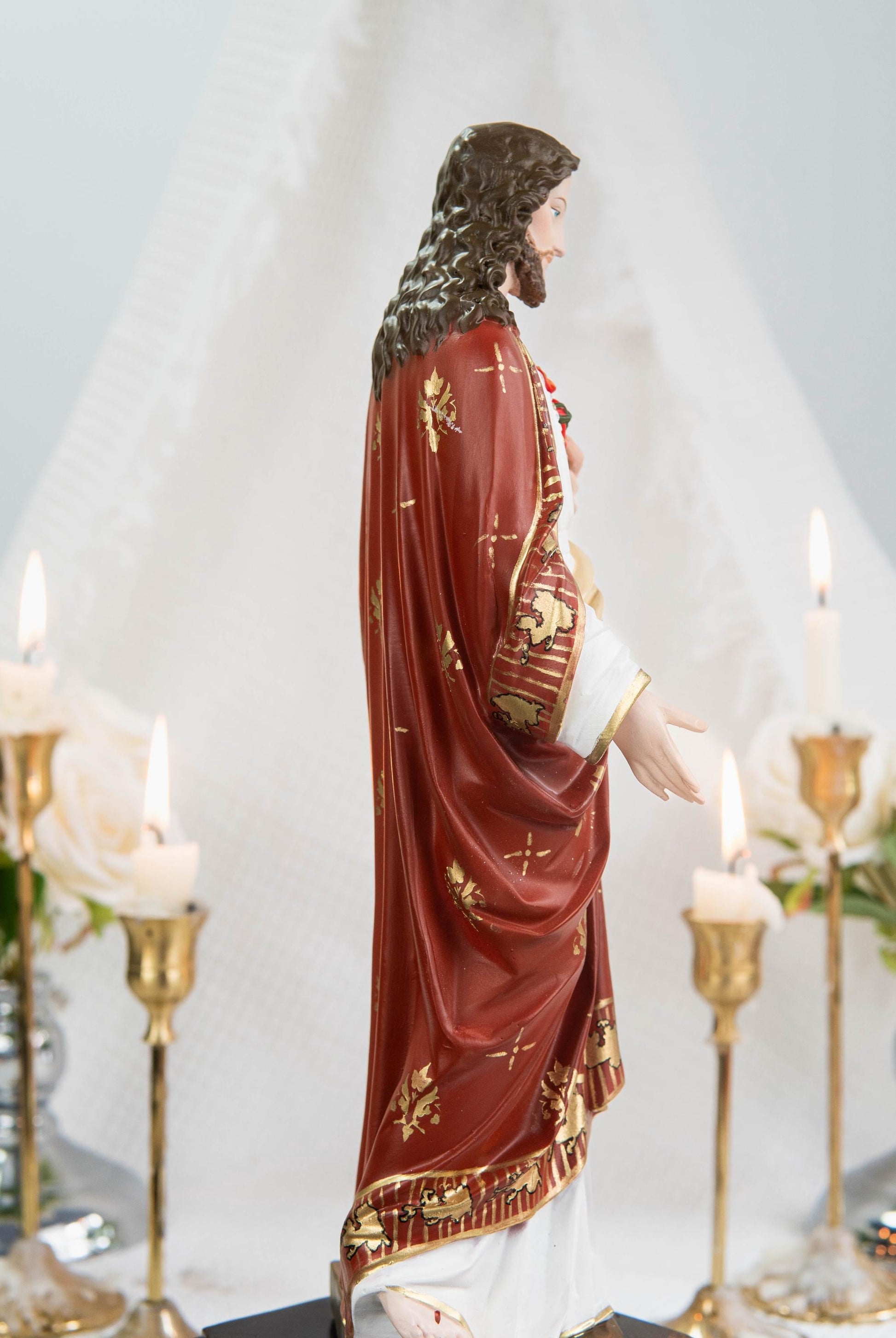 Hand-Painted Sacred Heart of Jesus Statue 11.8" - Jesus Figurine, Catholic Home Decor Gift, Catholic Statues, Jesus Christ Statue