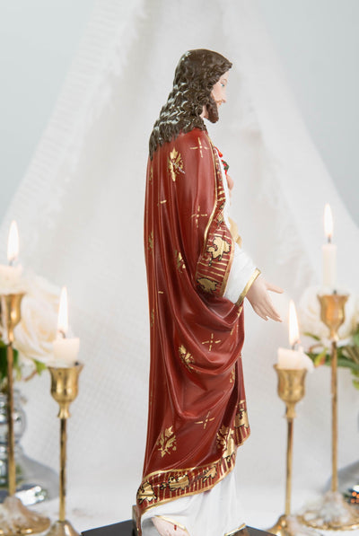Hand-Painted Sacred Heart of Jesus Statue 11.8" - Jesus Figurine, Catholic Home Decor Gift, Catholic Statues, Jesus Christ Statue