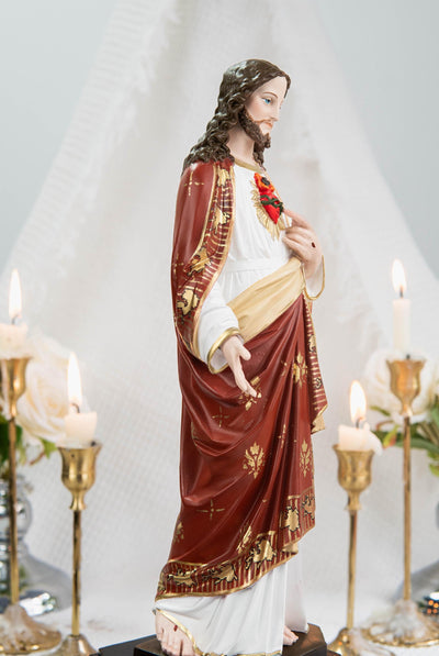 Hand-Painted Sacred Heart of Jesus Statue 11.8" - Jesus Figurine, Catholic Home Decor Gift, Catholic Statues, Jesus Christ Statue