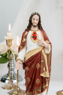 Hand-Painted Sacred Heart of Jesus Statue 11.8" - Jesus Figurine, Catholic Home Decor Gift, Catholic Statues, Jesus Christ Statue
