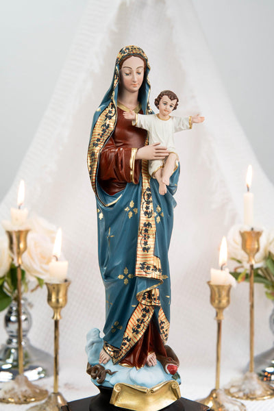 Hand-Painted Madonna and Child Statue 11.8" - Virgin Mary Holding Child Jesus Statue, Virgin Mary with Baby Jesus, Catholic Gifts for Women