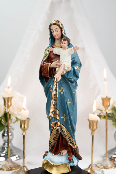 Hand-Painted Madonna and Child Statue 11.8" - Virgin Mary Holding Child Jesus Statue, Virgin Mary with Baby Jesus, Catholic Gifts for Women