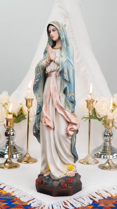 Holy Family Prayer Statue Set -Jesus Crucifix, Saint Joseph, Virgin Mary, Catholic Home Altar Decor Gift, Christian Prayer Room Decor
