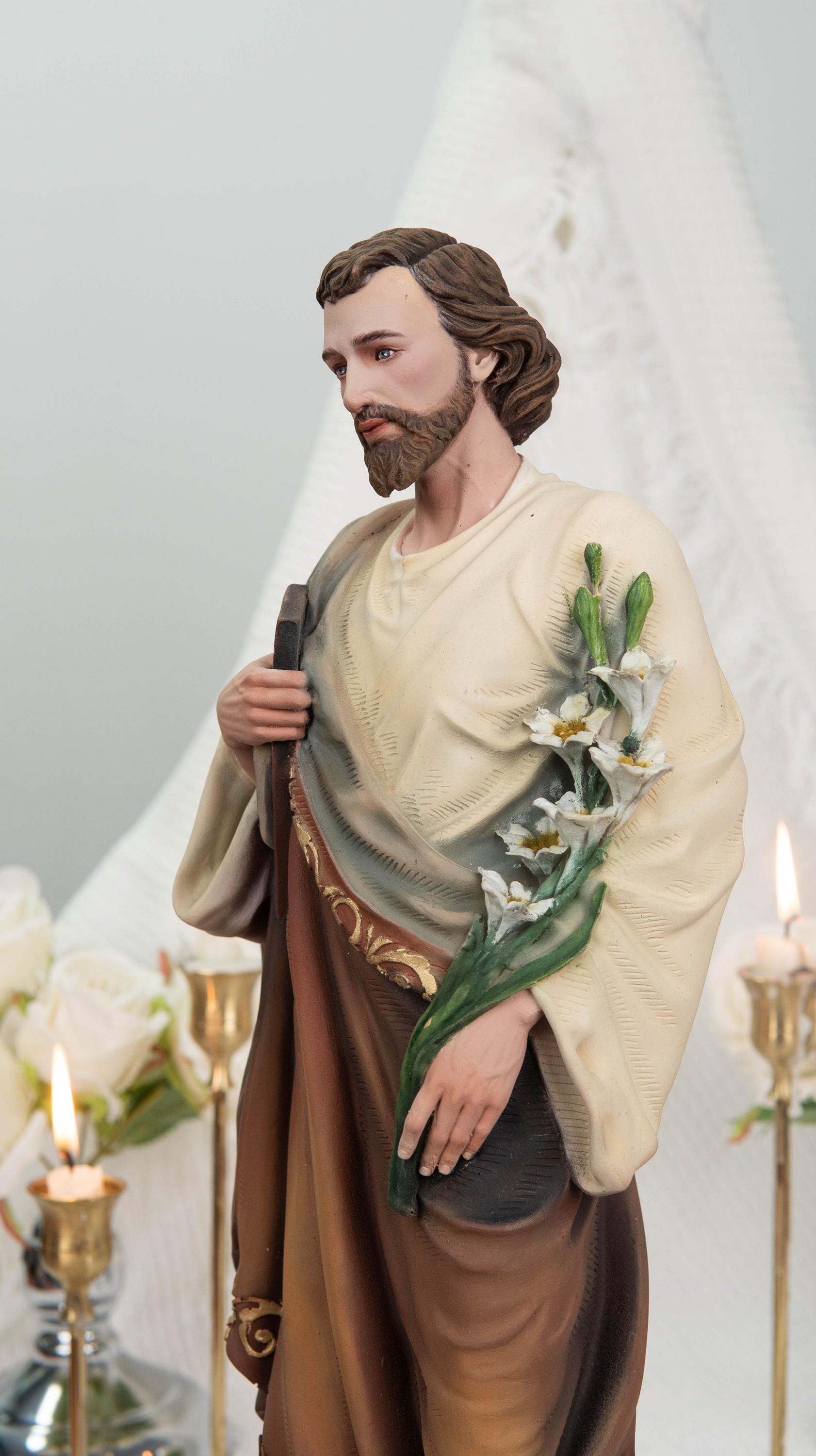 Holy Family Prayer Statue Set -Jesus Crucifix, Saint Joseph, Virgin Mary, Catholic Home Altar Decor Gift, Christian Prayer Room Decor