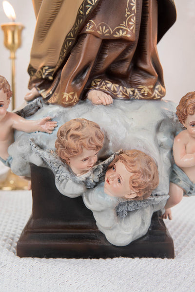 Hand-Painted Our Lady of Mount Carmel Statue with Child Jesus 23.6" –Crowned Virgin Mary Catholic Figurine, Catholic Gift & Home Altar Decor