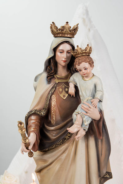 Hand-Painted Our Lady of Mount Carmel Statue with Child Jesus 23.6" –Crowned Virgin Mary Catholic Figurine, Catholic Gift & Home Altar Decor