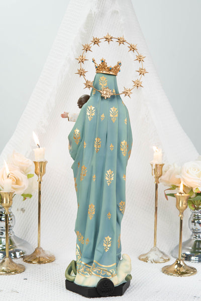 Hand-Painted Virgin Mary with Child Jesus Statue 15.8"–Madonna and Child Figurine, Catholic Home Decor, Catholic Gifts for Women,Mary Statue