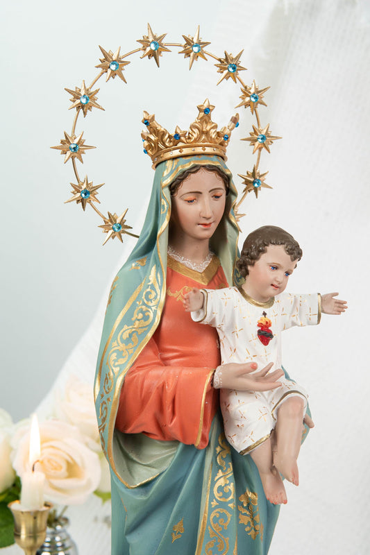 Hand-Painted Virgin Mary with Child Jesus Statue 15.8"–Madonna and Child Figurine, Catholic Home Decor, Catholic Gifts for Women,Mary Statue