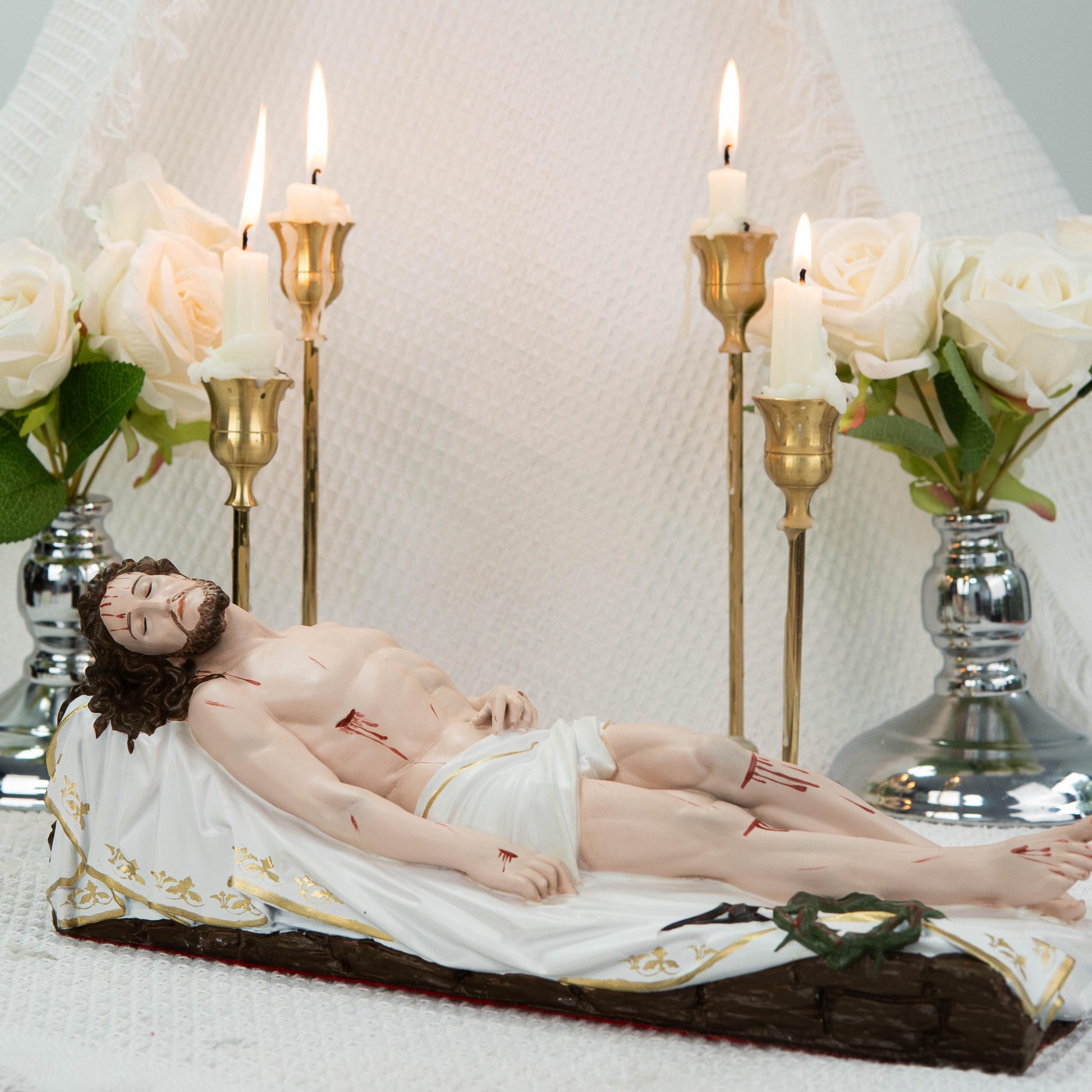 The Burial of Jesus Statue 11.8" -  Catholic Jesus Figurine for Holy Week, Good Friday Easter Prayer, Christian Home Altar Decor