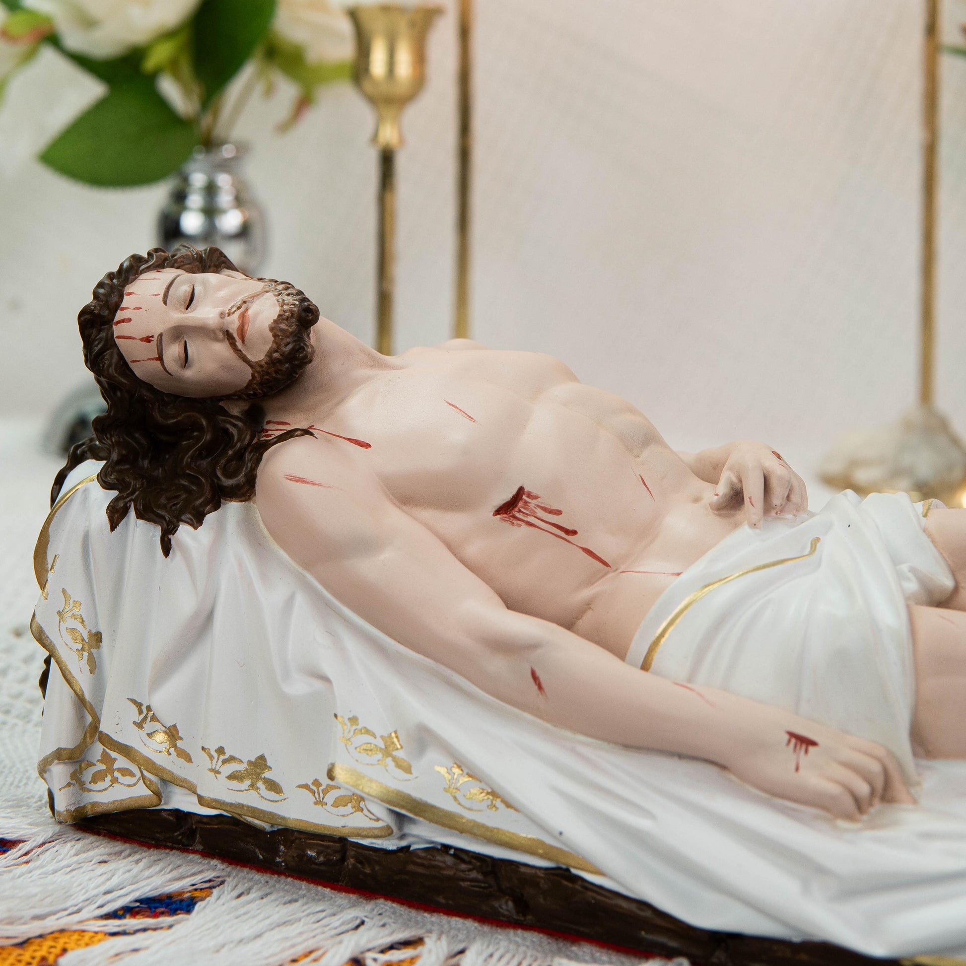 The Burial of Jesus Statue 11.8" -  Catholic Jesus Figurine for Holy Week, Good Friday Easter Prayer, Christian Home Altar Decor