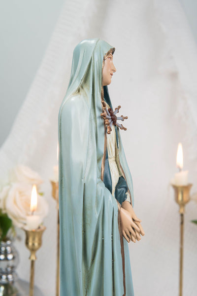 Personalized Engraving - Premium Hand Painted Our Lady of Sorrows Statue with Light Blue Cloak – Catholic Statue Home Altar, Mater Dolorosa