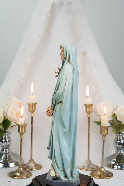 Premium Hand Painted Our Lady of Sorrows Statue with Light Blue Cloak – Catholic Statue for Home Altar, Mater Dolorosa Virgin Mary Figurine