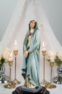 Personalized Engraving - Premium Hand Painted Our Lady of Sorrows Statue with Light Blue Cloak – Catholic Statue Home Altar, Mater Dolorosa