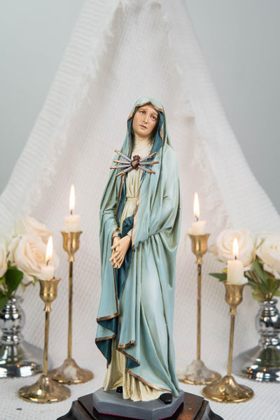 Premium Hand-Painted Catholic Statue Set: Mater Dolorosa with Seven Swords & Saint John Statue, Catholic Gifts Home Altar Decor