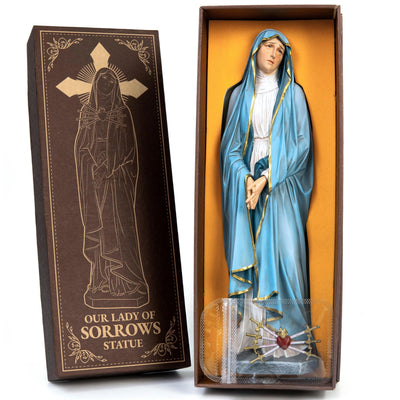 Hand-Painted Our Lady of Sorrows Statue - Virgin Mary Statue, Beautiful Catholic Decor, Catholic Gifts, Gifts for Catholic Women.