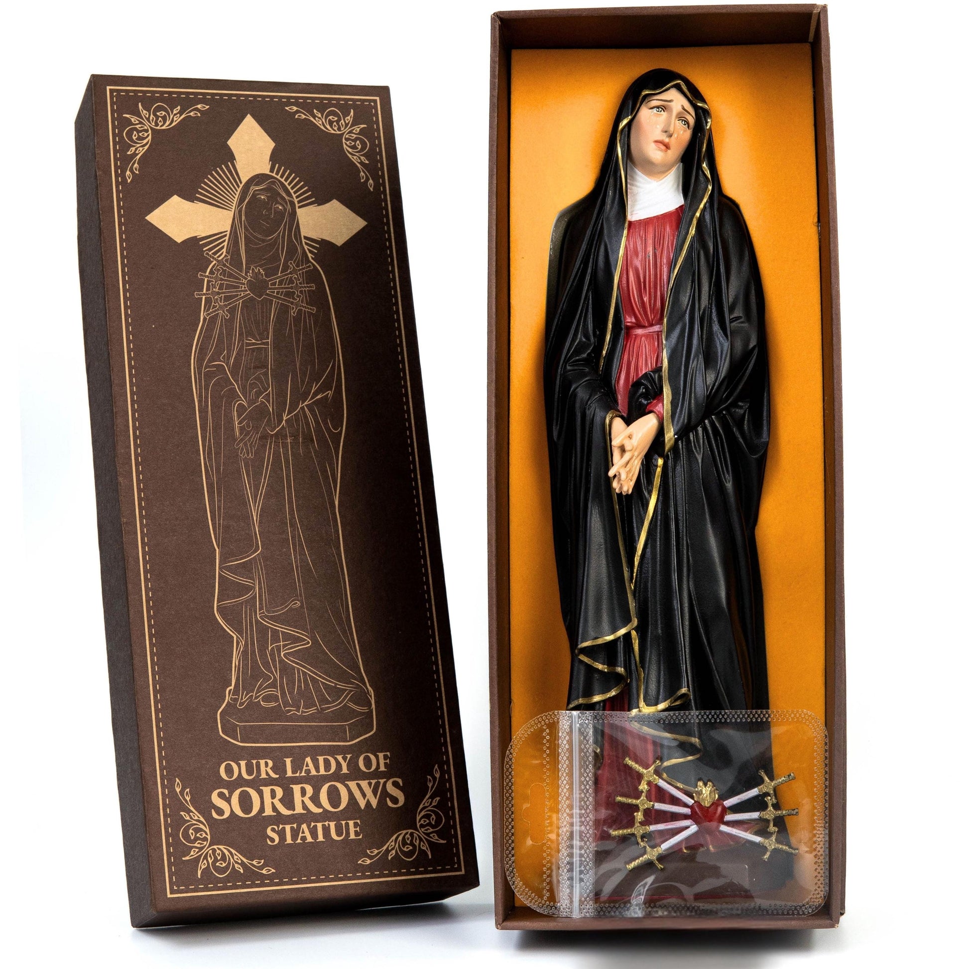 Personalized Engraving - Our Lady of Sorrows Statue – Black Cloak, Virgin Mary Statue, Beautiful Catholic Decor, Catholic Gifts, Meaningful Gifts for Catholic Women