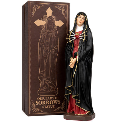 Our Lady of Sorrows Statue – Black Cloak, Virgin Mary Statue, Beautiful Catholic Decor, Catholic Gifts, Meaningful Gifts for Catholic Women