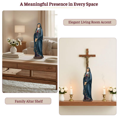 Our Lady of Sorrows Statue – Blue Cloak, Virgin Mary Statue, Beautiful Catholic Decor, Catholic Gifts, Meaningful Gifts for Catholic Women