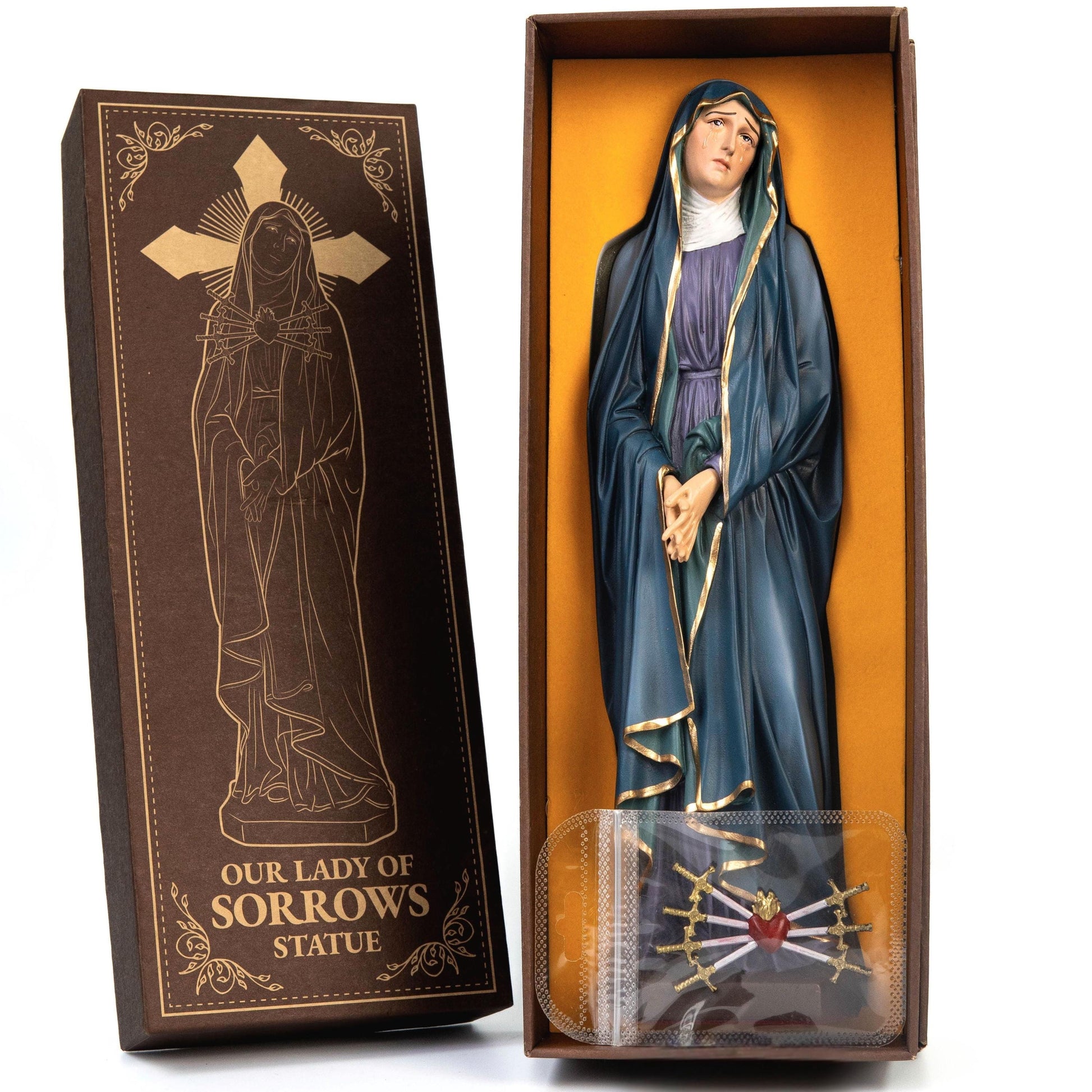 Personalized Engraving - Our Lady of Sorrows Statue – Blue Cloak, Virgin Mary Statue, Beautiful Catholic Decor, Catholic Gifts, Meaningful Gifts for Catholic Women