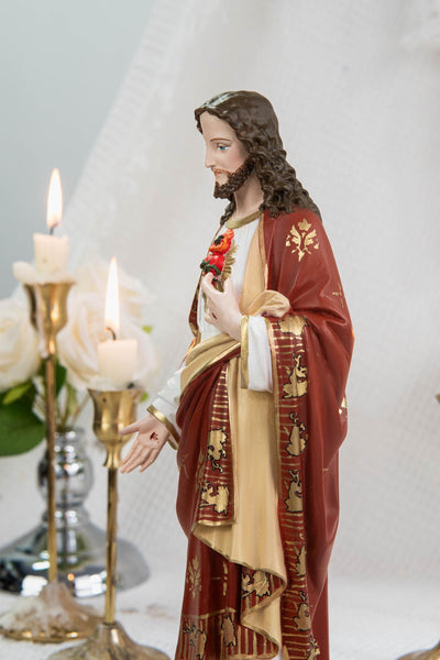 Hand-Painted Sacred Heart of Jesus Statue 11.8" - Jesus Figurine, Catholic Home Decor Gift, Catholic Statues, Jesus Christ Statue