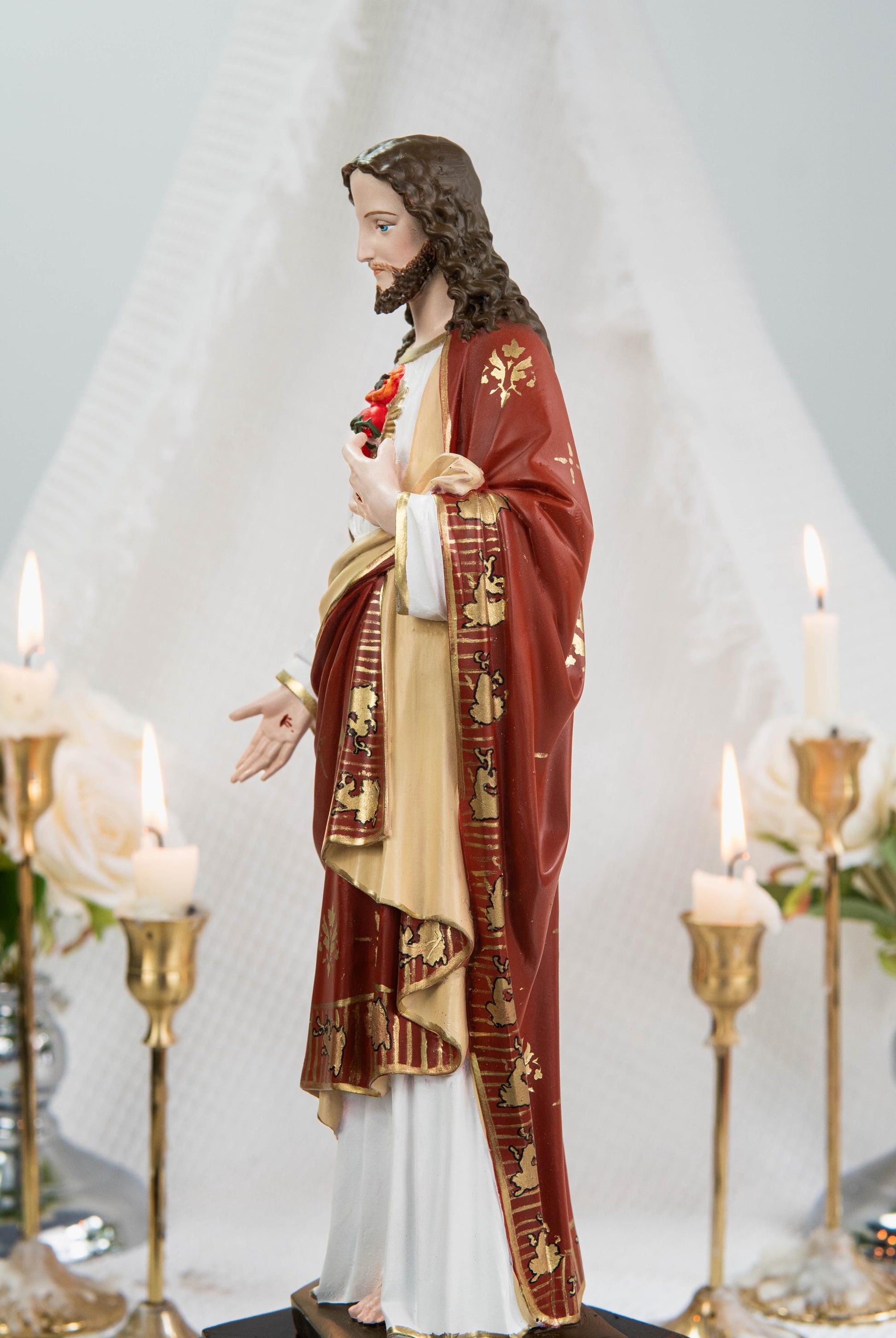 Hand-Painted Sacred Heart of Jesus Statue 11.8" - Jesus Figurine, Catholic Home Decor Gift, Catholic Statues, Jesus Christ Statue