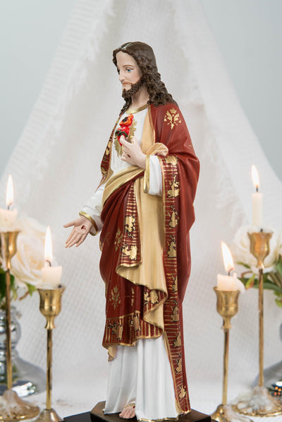 Hand-Painted Sacred Heart of Jesus Statue 11.8" - Jesus Figurine, Catholic Home Decor Gift, Catholic Statues, Jesus Christ Statue
