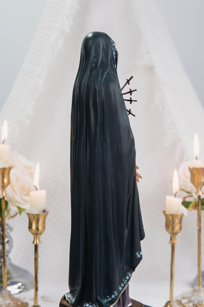 Special Edition Our Lady of Seven Sorrows Statue - Navy Blue Virgin Mary Figurine, Catholic Religious Decor, Meaningful Catholic Gift
