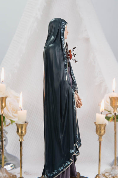 Special Edition Our Lady of Seven Sorrows Statue - Navy Blue Virgin Mary Figurine, Catholic Religious Decor, Meaningful Catholic Gift