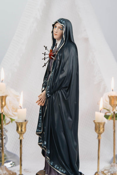 Special Edition Our Lady of Seven Sorrows Statue - Navy Blue Virgin Mary Figurine, Catholic Religious Decor, Meaningful Catholic Gift