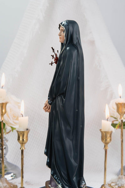Special Edition Our Lady of Seven Sorrows Statue - Navy Blue Virgin Mary Figurine, Catholic Religious Decor, Meaningful Catholic Gift