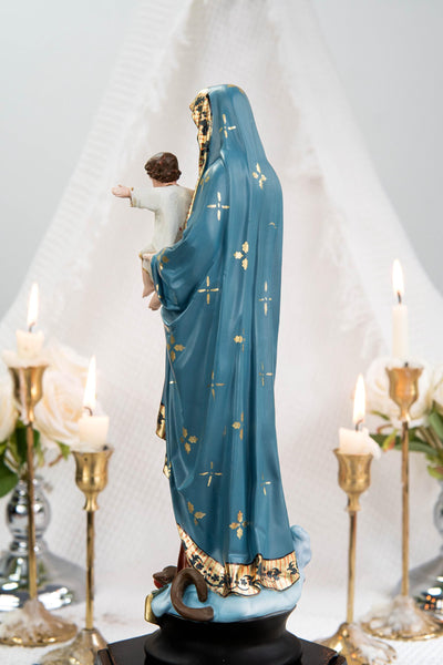 Hand-Painted Madonna and Child Statue 11.8" - Virgin Mary Holding Child Jesus Statue, Virgin Mary with Baby Jesus, Catholic Gifts for Women