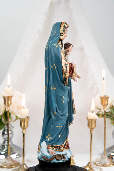 Hand-Painted Madonna and Child Statue 11.8" - Virgin Mary Holding Child Jesus Statue, Virgin Mary with Baby Jesus, Catholic Gifts for Women