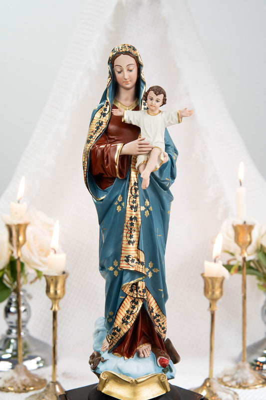 Hand-Painted Madonna and Child Statue 11.8" - Virgin Mary Holding Child Jesus Statue, Virgin Mary with Baby Jesus, Catholic Gifts for Women