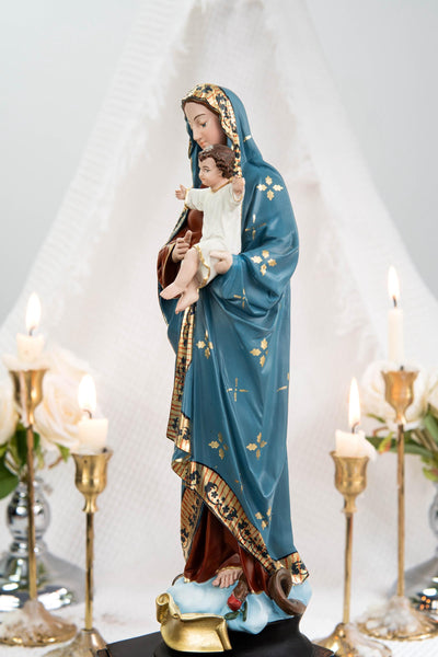 Hand-Painted Madonna and Child Statue 11.8" - Virgin Mary Holding Child Jesus Statue, Virgin Mary with Baby Jesus, Catholic Gifts for Women