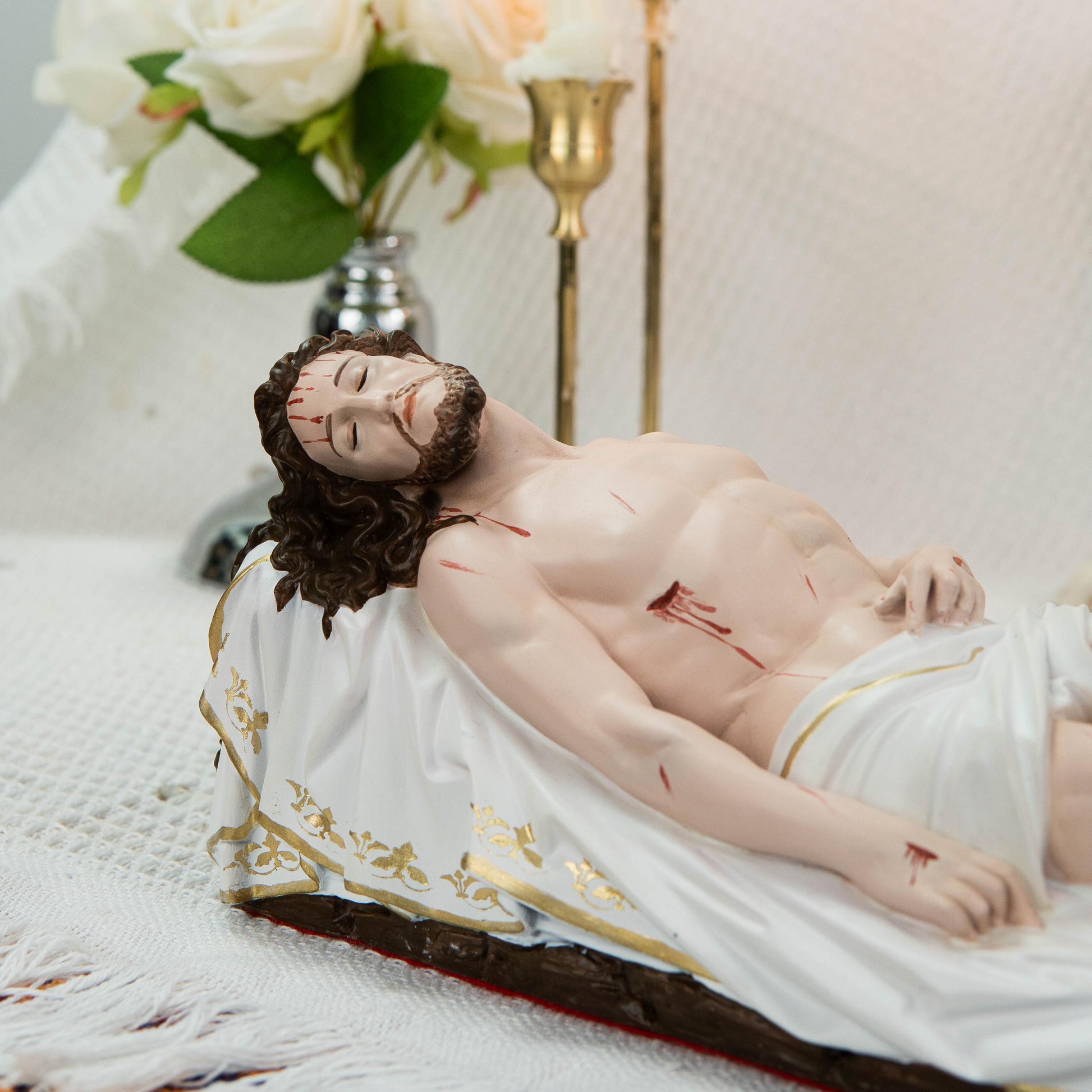 The Burial of Jesus Statue 11.8" -  Catholic Jesus Figurine for Holy Week, Good Friday Easter Prayer, Christian Home Altar Decor