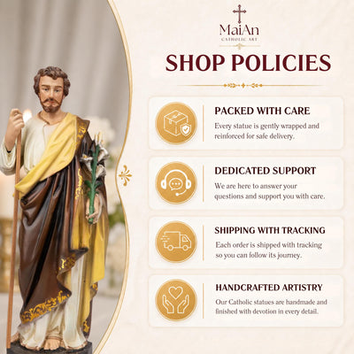 Saint Joseph Statue with Lily & Staff 9.8", Catholic Statue, Catholic Home Decor, Altar Decor, Religious Gift, Religious Figurines