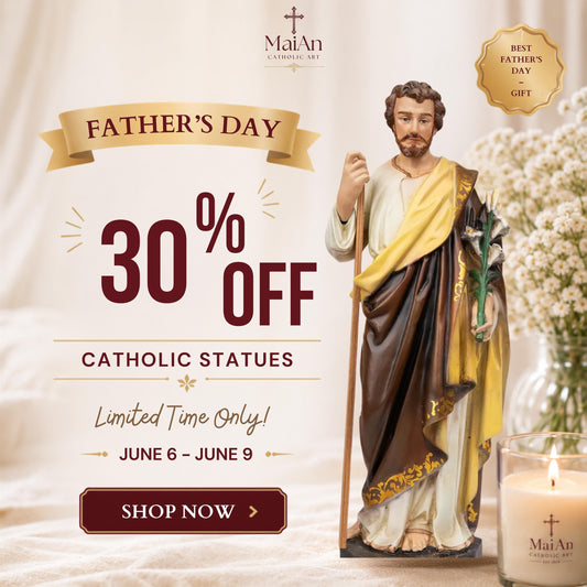 Saint Joseph Statue with Lily & Staff 9.8", Catholic Statue, Catholic Home Decor, Altar Decor, Religious Gift, Religious Figurines