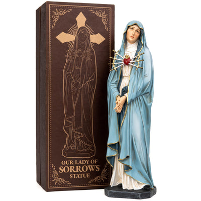 Hand-Painted Our Lady of Sorrows Statue - Virgin Mary Statue, Beautiful Catholic Decor, Catholic Gifts, Gifts for Catholic Women.