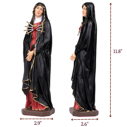Our Lady of Sorrows Statue – Black Cloak, Virgin Mary Statue, Beautiful Catholic Decor, Catholic Gifts, Meaningful Gifts for Catholic Women