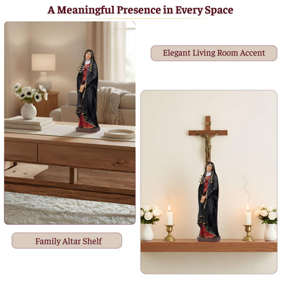 Our Lady of Sorrows Statue – Black Cloak, Virgin Mary Statue, Beautiful Catholic Decor, Catholic Gifts, Meaningful Gifts for Catholic Women