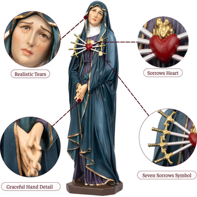 Our Lady of Sorrows Statue – Blue Cloak, Virgin Mary Statue, Beautiful Catholic Decor, Catholic Gifts, Meaningful Gifts for Catholic Women
