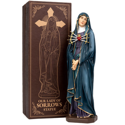 Our Lady of Sorrows Statue – Blue Cloak, Virgin Mary Statue, Beautiful Catholic Decor, Catholic Gifts, Meaningful Gifts for Catholic Women