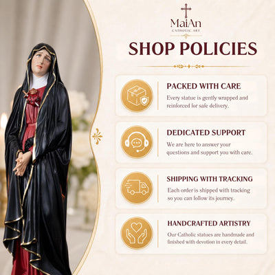 Our Lady of Sorrows Statue – Black Cloak, Virgin Mary Statue, Beautiful Catholic Decor, Catholic Gifts, Meaningful Gifts for Catholic Women