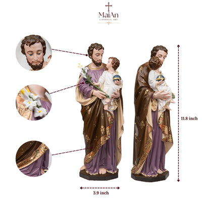 Saint Joseph Holding Baby Jesus Statue, Catholic Home Decor, Religious Decor, Catholic Statues, Catholic Gift for Women & Men, Statue Decor