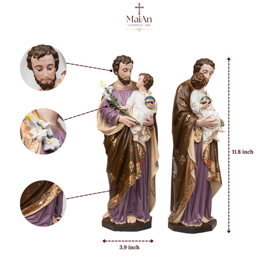 Saint Joseph Holding Baby Jesus Statue, Catholic Home Decor, Religious Decor, Catholic Statues, Catholic Gift for Women & Men, Statue Decor