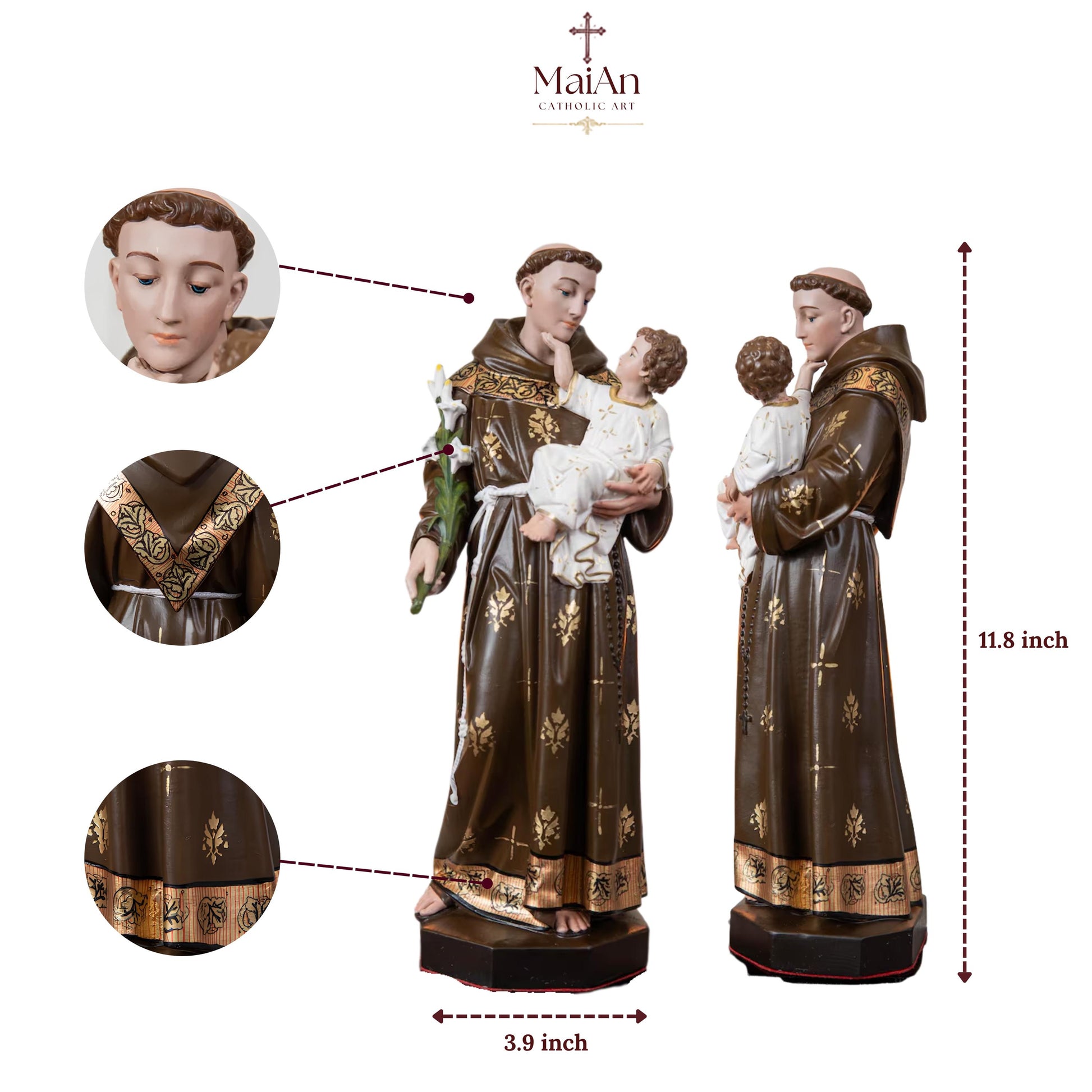 Saint Anthony Statue Holding Baby Jesus - Catholic Altar Decor, Religious Statues Catholic, Home Decor Gift, Catholic Gifts, Saint Statues