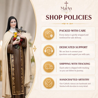 St. Therese of Lisieux Statue 11.8" – The Little Flower Catholic Saint Figurine, Carmelite Nun, Religious Home Decor, Catholic Gift