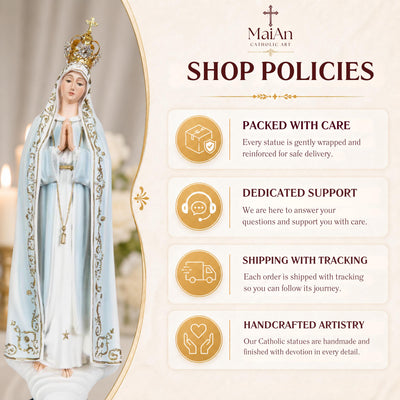 Hand Painted Our Lady of Fatima Virgin Mary Statue - Mother Mary Catholic Decor Religious Figurine Catholic Gifts & Gifts for Catholic Women